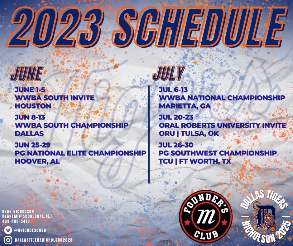 Schedule Release. Team is loaded with 2025 talent. <a href="/DTigerBaseball/">Dallas Tigers</a> <a href="/dtigerscentral/">@DTigersCentral</a> <a href="/RonnieOrtegon/">Ronnie Ortegon</a> <a href="/Texas_PG/">Perfect Game Texas</a>