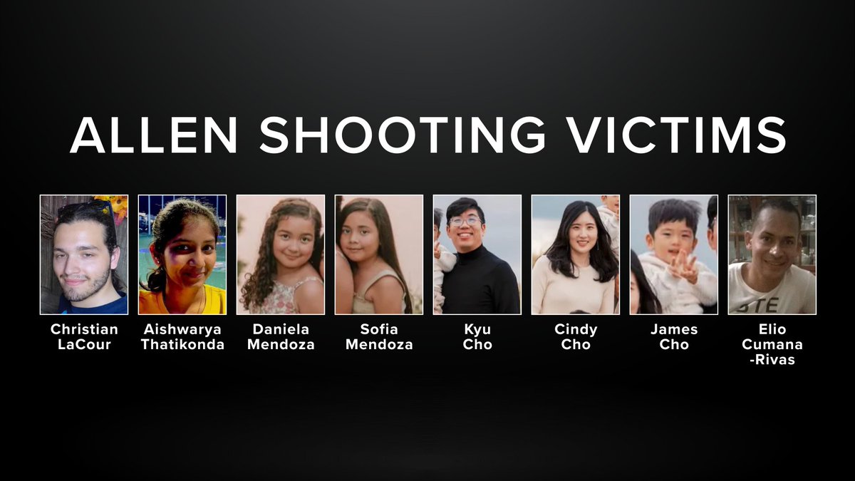REMEMBER THEM 💔: Here are the faces of the 8 victims who were killed in Allen, Texas, during a busy weekend afternoon at the Allen Premium Outlets.

Here's what we know about them: wfaa.com/article/news/l…