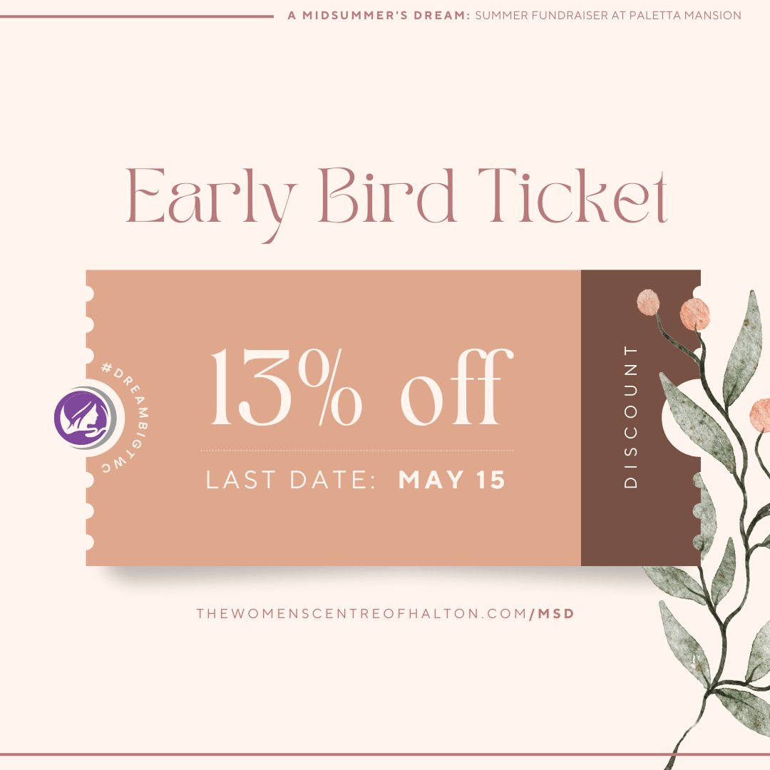 WomensCentreON's tweet photo. 🎟️ Get your early bird ticket for Midsummer’s Dream and save 13%! Hurry, offer ends May 15. Support Women In Halton & #DreamBigTWC. Get tickets: https://t.co/vFo2SZHZoW
#SummerSolstice #Allyship #TeamTWC https://t.co/eWSc4Z6yPk