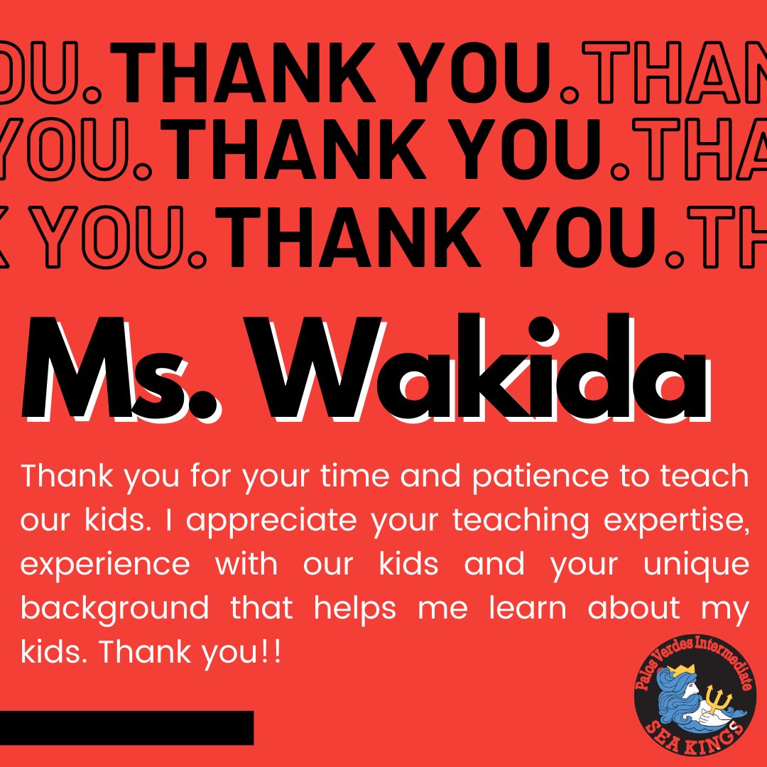 Thank you Ms. Wakida! We are so lucky to have you!