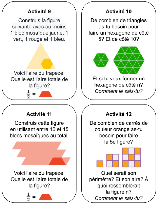Voici la traduction libre de 12 explorations mathématiques avec blocs mosaïques publiées par @CarlesGranell4 drive.google.com/file/d/1CYaxF_…