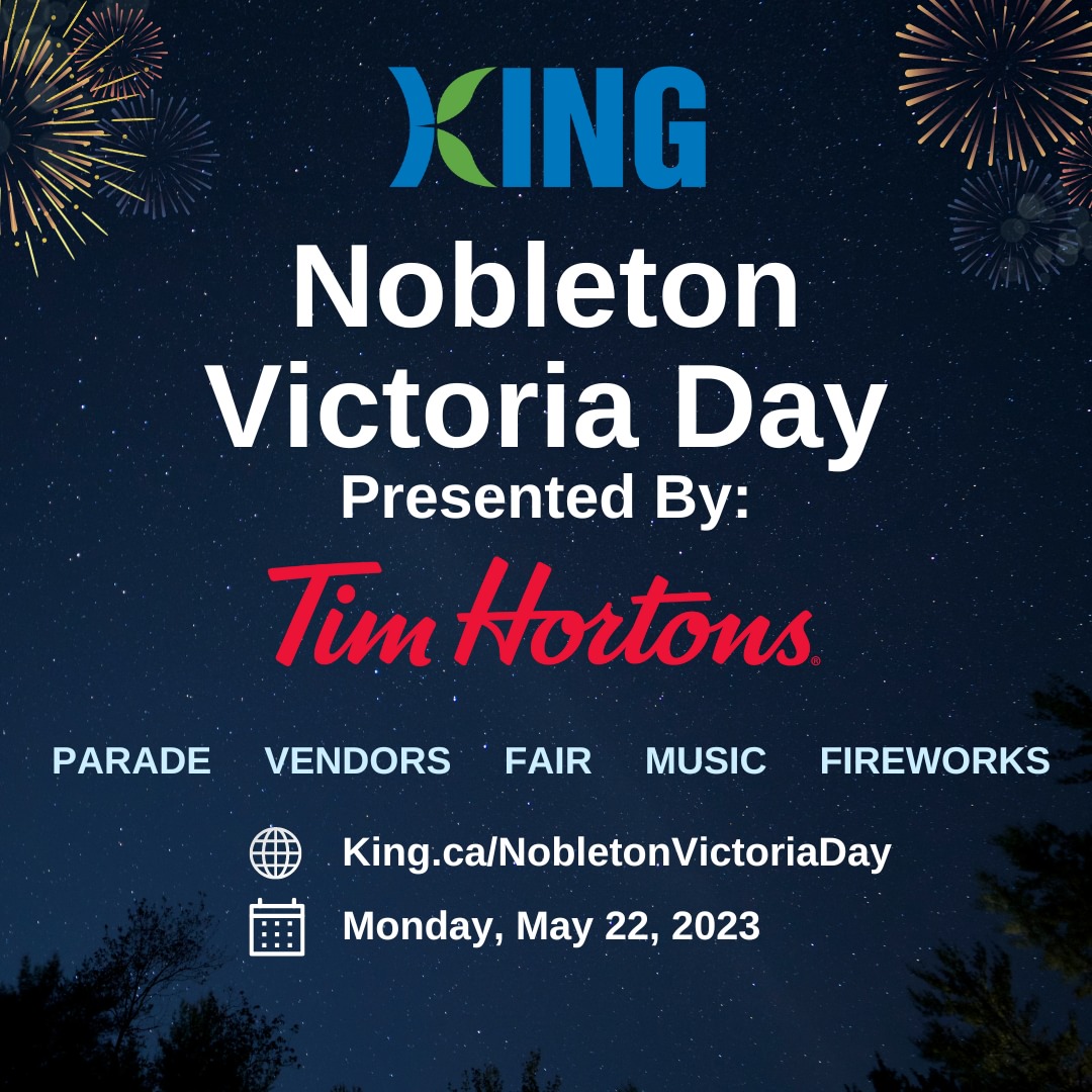 Join us on May 22, 2023 for the annual Nobleton Victoria Day celebration! The parade starts at 11 a.m. and the fair starts at noon!  For more details, visit king.ca/nobletonvictor….

#ExperienceKING #ExperienceYR #VisitYDH #Nobleton #KingTownship