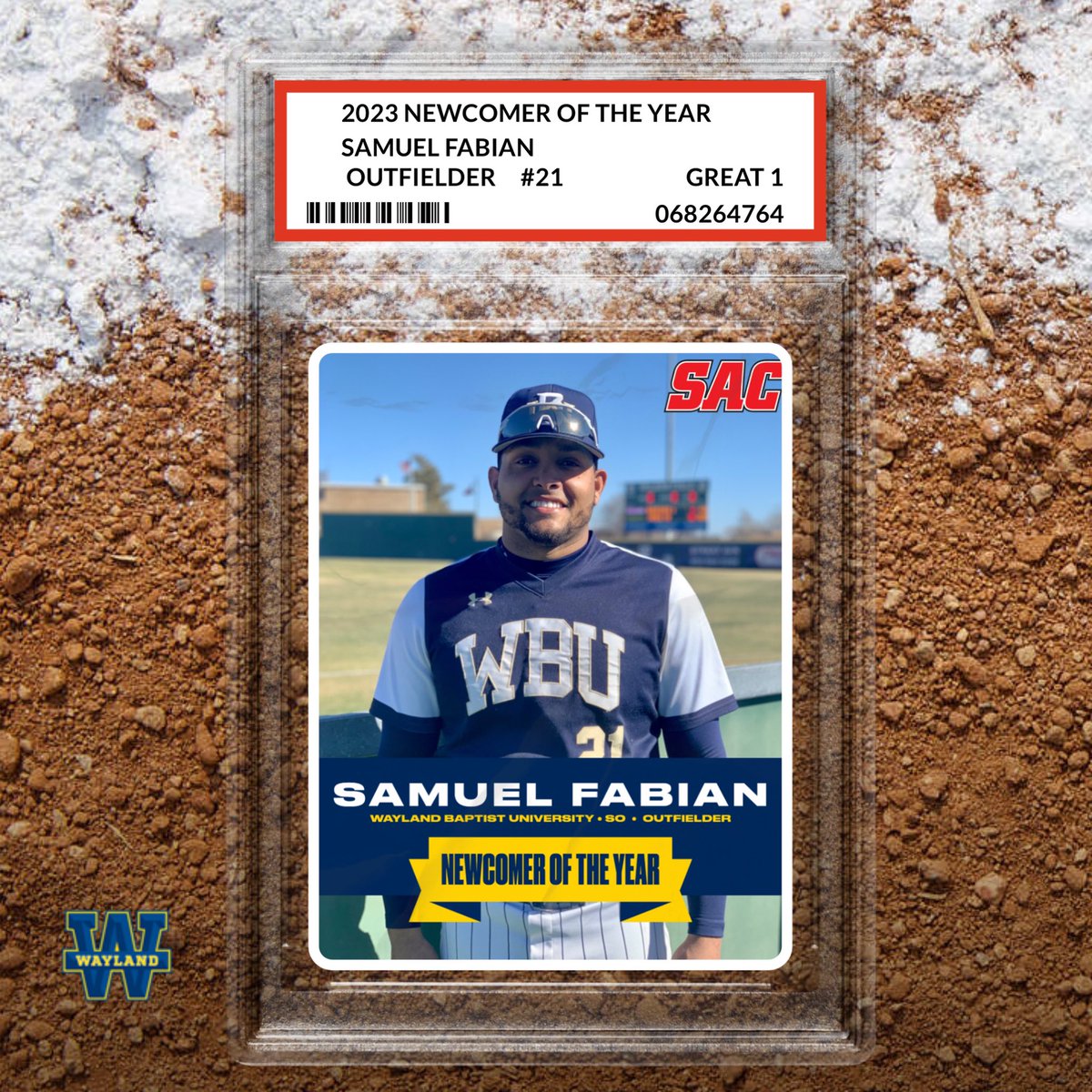 @Fabiansamuel05 was named Sooner Athletic Conference Newcomer of the Year. Samuel Fabian led the SAC with 21 home runs, which is tied for seventh in the NAIA. 

#wbubaseball