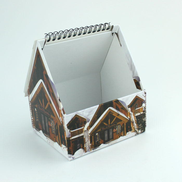 BaifaPackaging's tweet photo. The gift box was made in the shape of a vintage house and set with a coil book calendar. https://t.co/KKDNXkUtyn