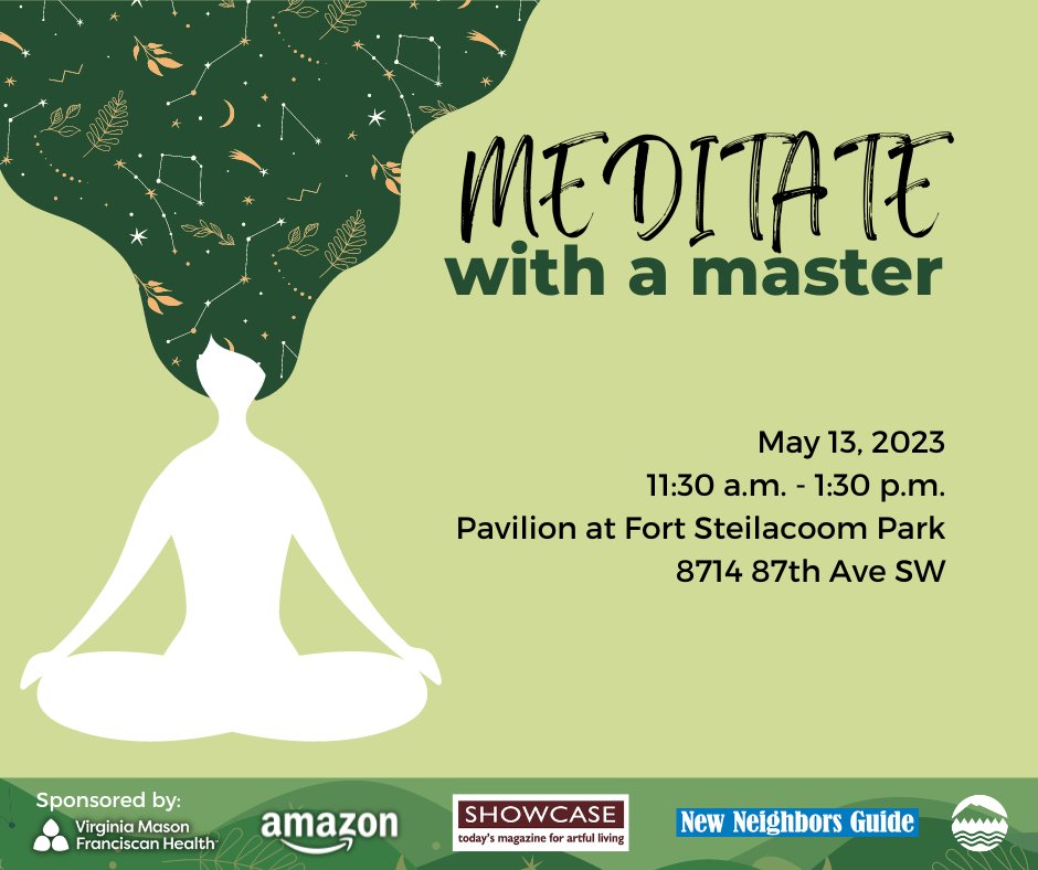 CityofLakewood's tweet photo. Our next Meditate with a Master series is Saturday, 11:30 a.m. to 1:30 p.m. at The Pavilion at Fort Steilacoom Park. Attend to hear from Baba Shiva Rudra Balayogi, a meditation master from India. 

This event is free.  Click the link below to register. https://t.co/DrPizb3zA3 https://t.co/Sd4SFDtyOS