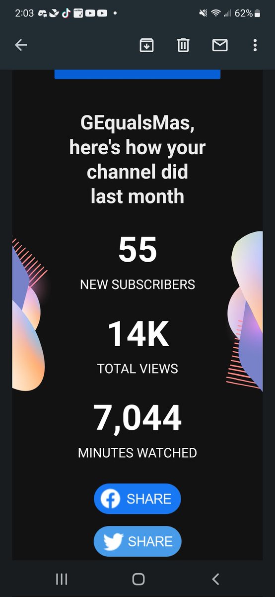 Gequalsmas's tweet photo. Thank you to everyone who has supported  my channel this past month here are my channel stats and how fast we are growing as a community! If you want to support me in my YouTube journey or if you like indie horror games be sure to hit subscribe https://t.co/Xpuk2wgFD8
#YouTube https://t.co/S1vIEZzYho