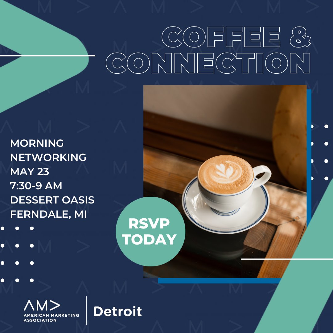 Join AMA Detroit for coffee &amp; meaningful connections at our next morning networking mixer! We're checking out a new Dessert Oasis Coffee Roasters location in Ferndale, MI, &amp; can't wait for you to join us. RSVP today! 
lnkd.in/gqRr7Air
#MarketingEvents #Networking #Ferndale