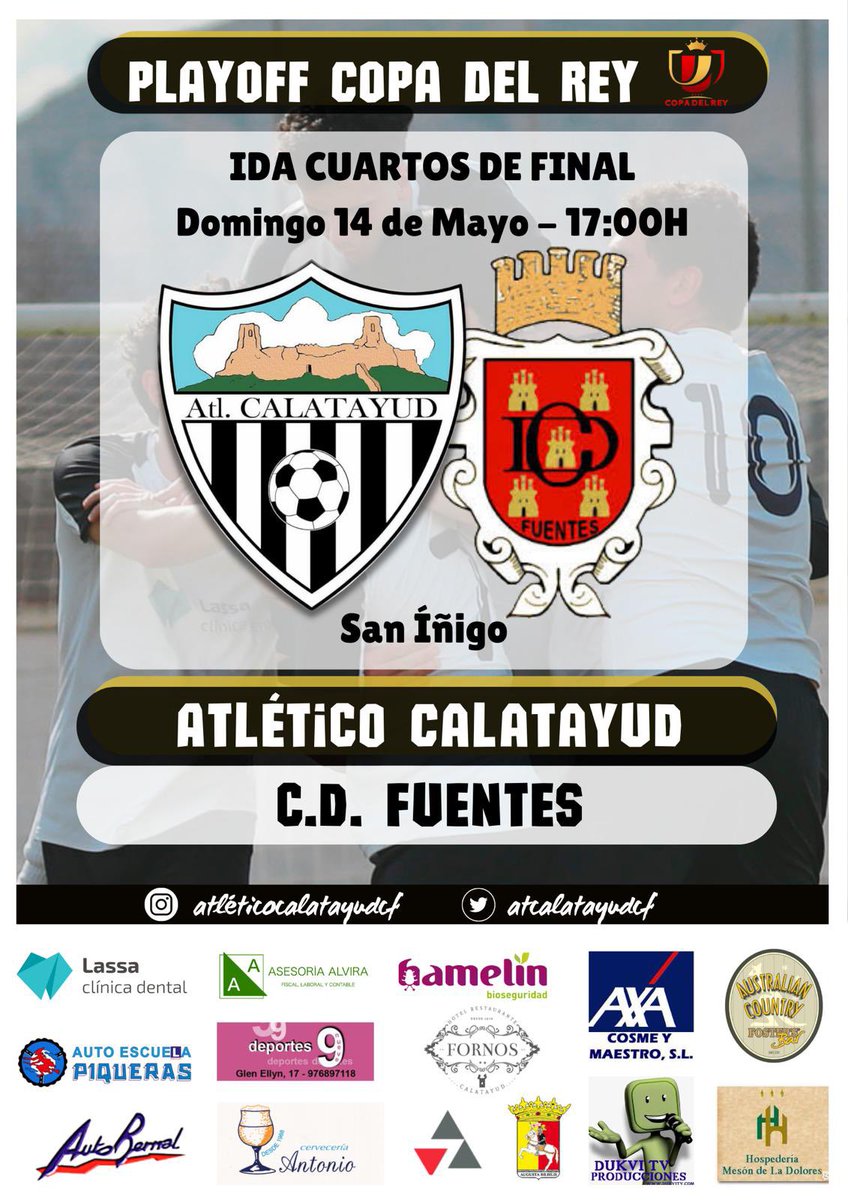 daavidmorenno's tweet photo. El @atcalatayudcf ha hecho historia. Y ahora sí que sí, nuestros jugadores necesitan el apoyo de la afición 🏆

Este próximo domingo 14 de mayo, se enfrentarán al CD Fuentes en busca de una plaza en esa tan soñada Copa del Rey. Sí, una vez más os repito que es la de verdad ⬇️ https://t.co/gAMJDOkKkH