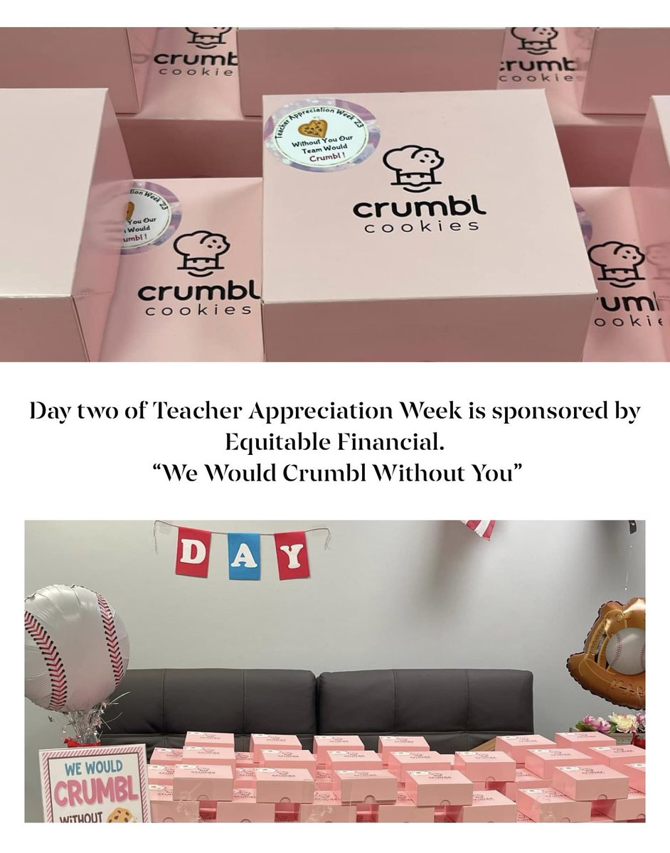 Day 2 of Teacher Appreciation Week: “We Would Crumbl Without You!” A special thanks to Equitable Financial for sponsoring today’s event. #TMSBucs #BUCPride #TeacherAppreciationWeek