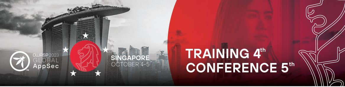 Join #OWASP for our 3rd Global #appsec Conference of 2023!

Global Appsec #Singapore will happen October 4-5 at Marina Bay Sands.  Purchase your early bird ticket now:  singapore.globalappsec.org

#threatmodeling #devsecops