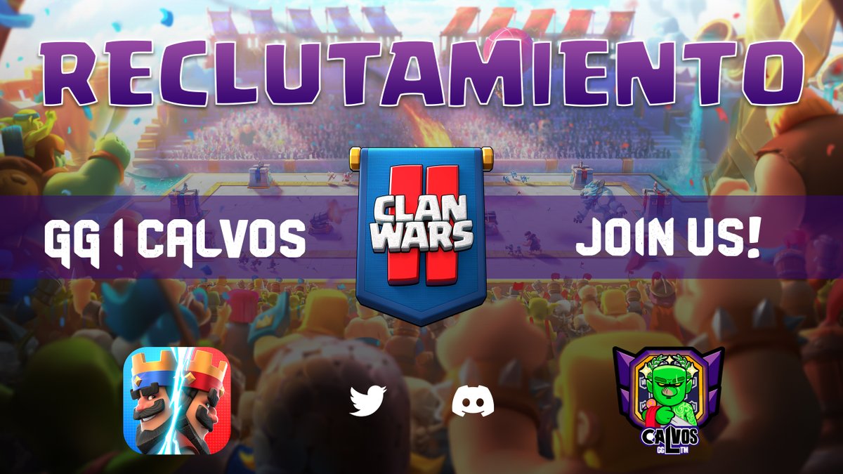 GGCalvos's tweet photo. 📢 RECLUTAMIENTO 📢
Buscamos a nuevos jugadores para nuestro clan de CR. ⚔️

📝 Requisitos:
• Ser nivel 14
• Mínimo 20 cartas a nivel máximo
• Experiencia en guerra

Si quieres unirte a nuestro equipo de Pelones, envía tu tag de jugador al MD, o directamente desde el juego. 🫡 https://t.co/EAVXhC4Nzf
