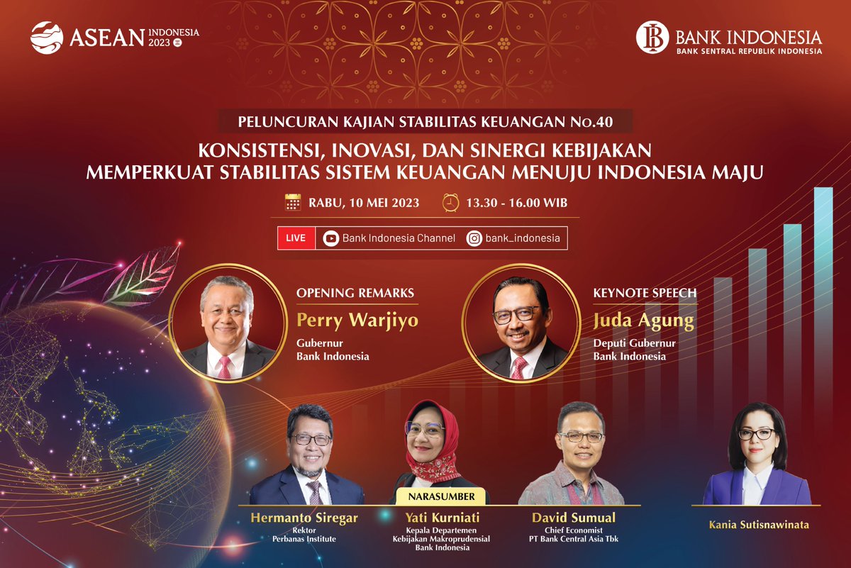 bank_indonesia's tweet photo. #SobatRupiah, sinergi &amp; inovasi kebijakan menjadi kunci tetap Stabilnya Sistem Keuangan (SSK) di tengah ketidakpastian global. BI meyakini bahwa SSK ke depan masih akan tetap terjaga, meski di tengah tantangan global maupun domestik yang perlu diwaspadai. https://t.co/YT6gVtZmAN