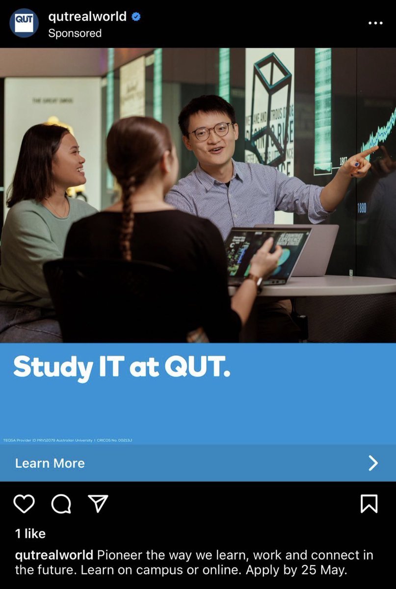 One little evidence of me having good experience of living and studying at QUT/Au: my blue nails were not photoshopped away in QUT’s Uni Ads (me pretending as a IT student)