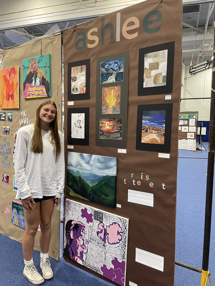 LanaArlene's tweet photo. Teamwork makes the dream work over here! 
The High School Art Show is up and officially opens tomorrow! 
Public viewing is from 6-9 pm Wednesday, Thursday, and Friday. 
Photos from setup today!
@MrsBabbitt @NazPrinMrB @NazHSPrincipal https://t.co/knVzknoBz9