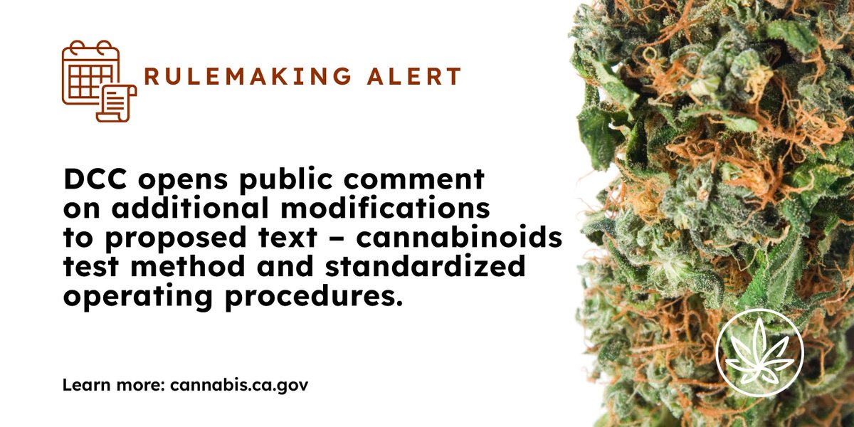 CAcannabisdept's tweet photo. The Department of Cannabis Control is accepting public comments through May 23, 2023. More info: https://t.co/rqxgsUob2Q https://t.co/sLRuP2o1TI