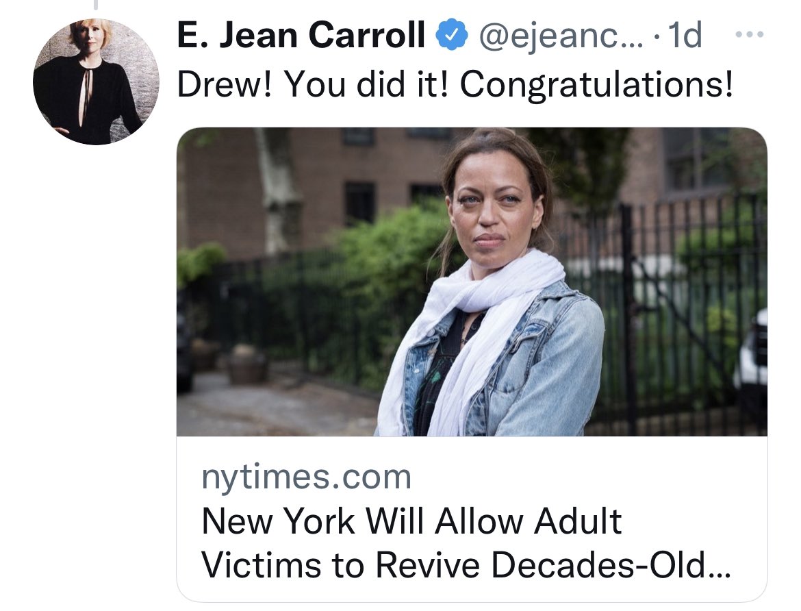 E Jean! You did it! Congratulations! I’m in awe of your grace, tenacity, vulnerability, and courage. And I’m humbled to be part of the coalition of survivors whose activism made the Adult Survivors Act possible. We’ve come full circle from last May, and #MeToo is here to stay.