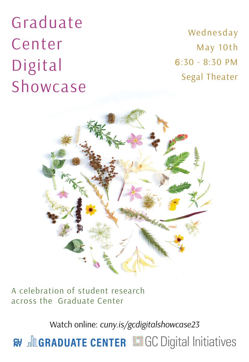 Quick reminder of the Digital Showcase for @CUNYGCDI today, Wednesday, at 6:30 PM. Register Online. In-person: eventbrite.com/e/gc-digital-s… Online Registration: gc-cuny-edu.zoom.us/webinar/regist…