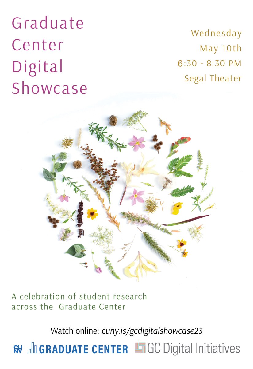 Digital Showcase for @CUNYGCDI tomorrow, Wednesday, at 6:30 PM. Register Online. In-person: eventbrite.com/e/gc-digital-s… Online Registration: gc-cuny-edu.zoom.us/webinar/regist…