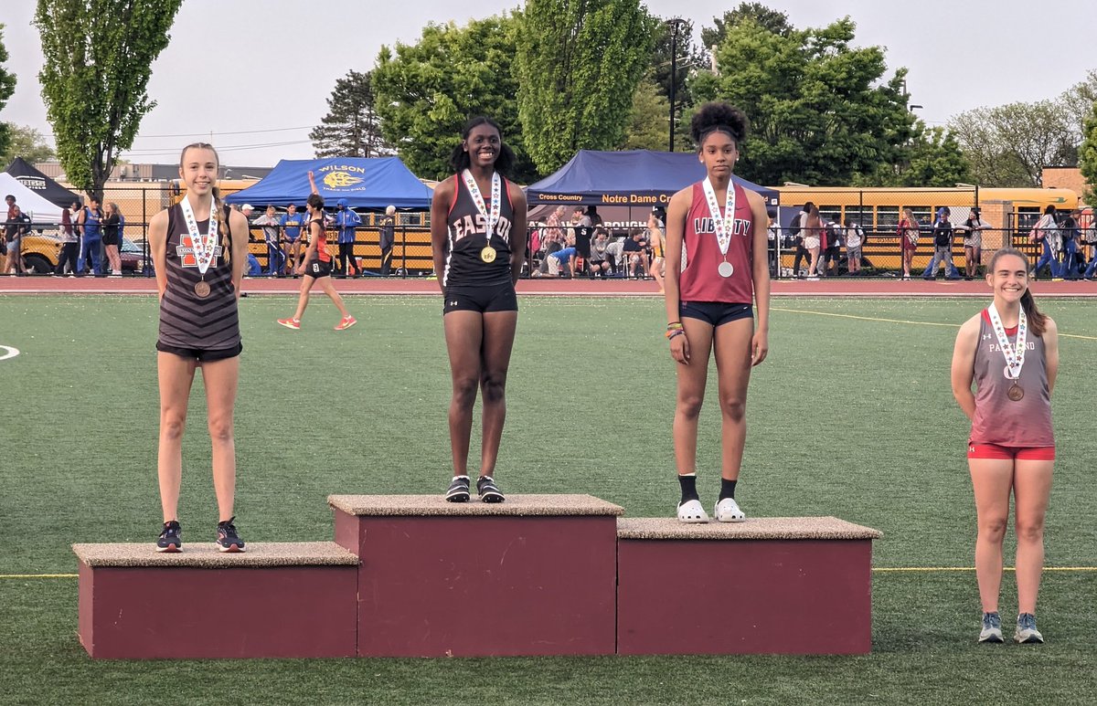 Anne Beenders jumped a huge PR of 36-6.25 to take third in the triple jump today at the EPC League Championships.