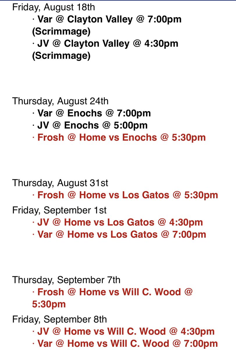 LLABC8's tweet photo. LHS 2023-2024 Football Schedule https://t.co/4fz8yt0wWa