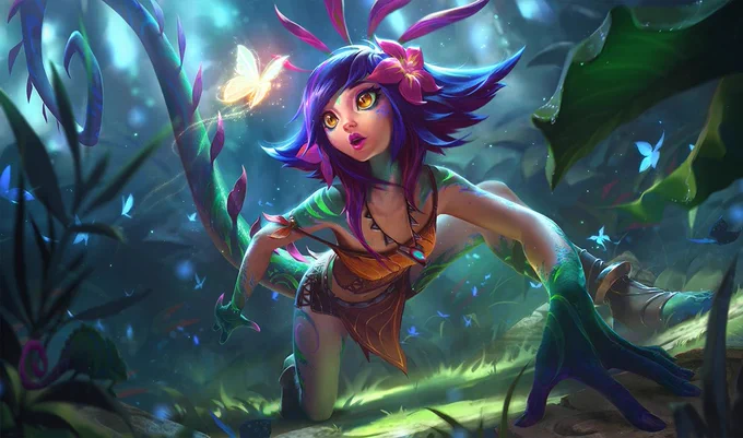 Neeko  - Q bonus monster damage increased from 30 - 70 to 35 - 95 - W bonus monster damage increased from 50 to 75 - R AP ratio increased from 100% to 120%
