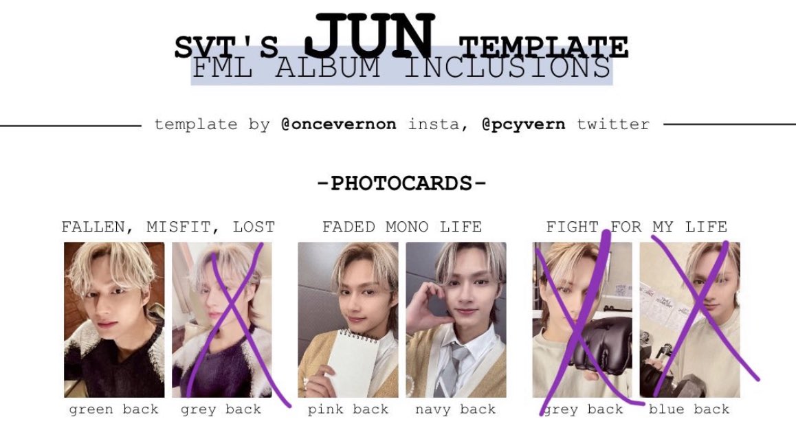 mizzlyyy's tweet photo. wtt seventeen fml 

have: dk minghao joshua jeonghan wonwoo vernon 

want: unmarked jun and jun weverse set for vernon only! 

us based! https://t.co/at97Y9hrm1