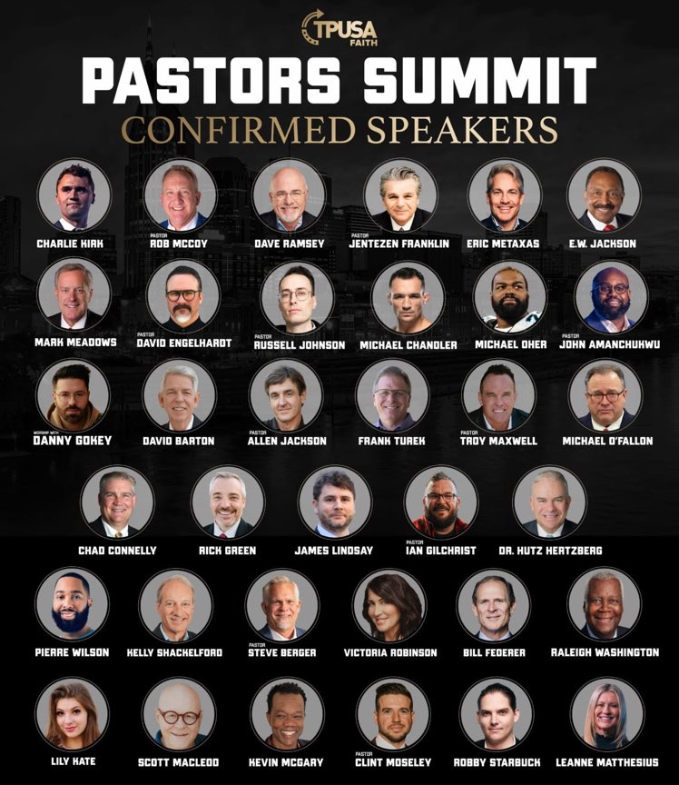 Charlie Kirk of TPUSA is hosting a Pastors Summit. Mark Meadows (document burner/former Trump chief of staff) will speak, as will Eric Metaxas who emceed the 12/12/20 “Jericho March” where OathKeepers leader Stewart Rhodes & Mike Flynn spoke. h/t @mandersonville #Christofascism