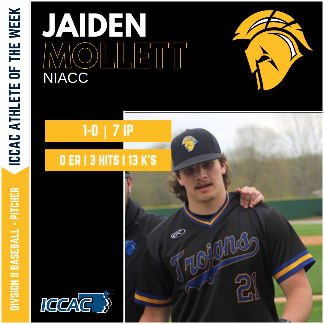 ICCAC ATHLETE OF THE WEEK
🗓️MAY 1-7
DII BSB ⚾️

<a href="/ICCCBaseball/">Iowa Central Baseball</a> Josh Blount
<a href="/DMACCBaseball/">DMACC Baseball</a> Dillon Kuehl
<a href="/NIACCBaseball/">NIACC Baseball</a> Jaiden Mollett

🔗 bit.ly/41lSbHM
#NJCAABaseball ⚾️