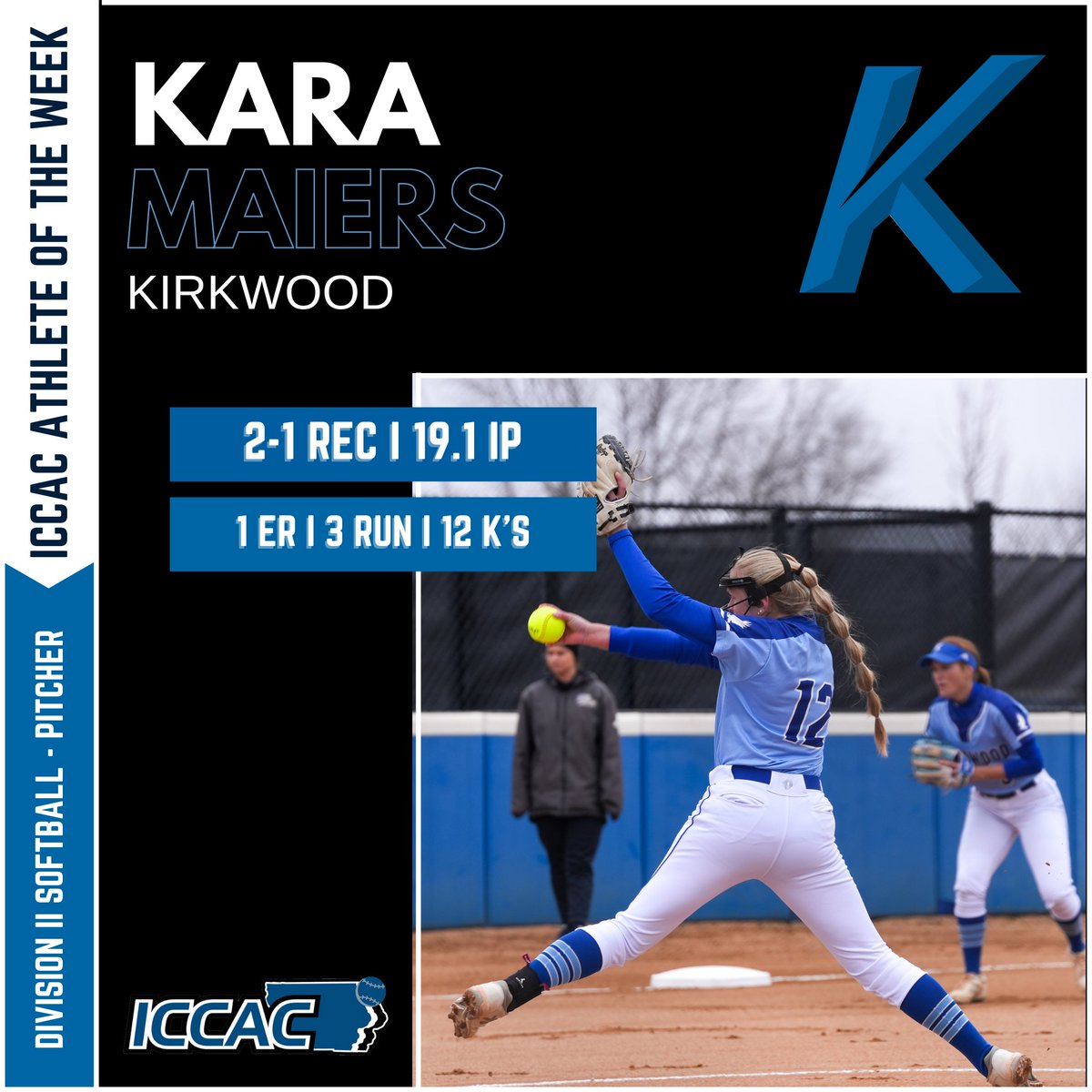 ICCACSports's tweet photo. ICCAC ATHLETE OF THE WEEK
🗓️MAY 1-7
DII SB 🥎

@KCC_SB Sarah Heick
@KCC_SB Kara Maiers
@DMACCsoftball Maddy Kearns
@DMACCsoftball Courtney Donahue

🔗 https://t.co/V28ReByerl
#NJCAASoftball 🥎 https://t.co/6Bjb80JN5C