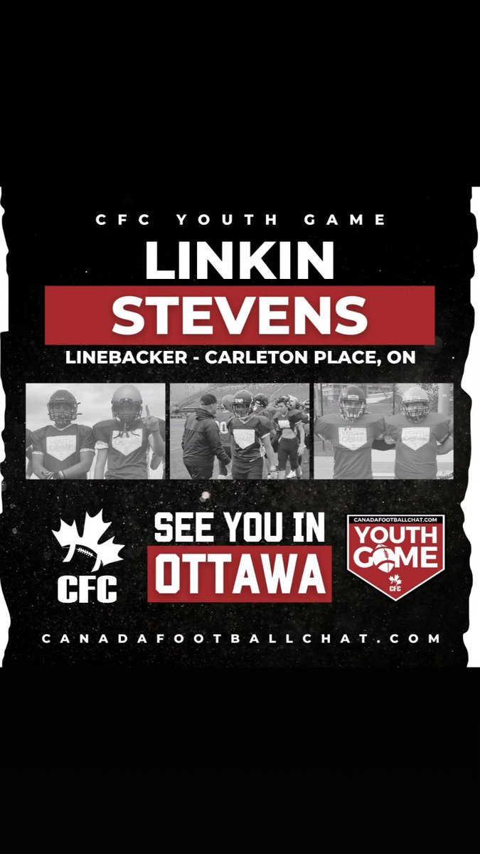 I am proud to be ranked in the top 40 youth across Canada, Born from 2008.2009.2010 and the opportunity to show my skills against the best.  @chatfootball #cfcyouthgame @KanataKnights