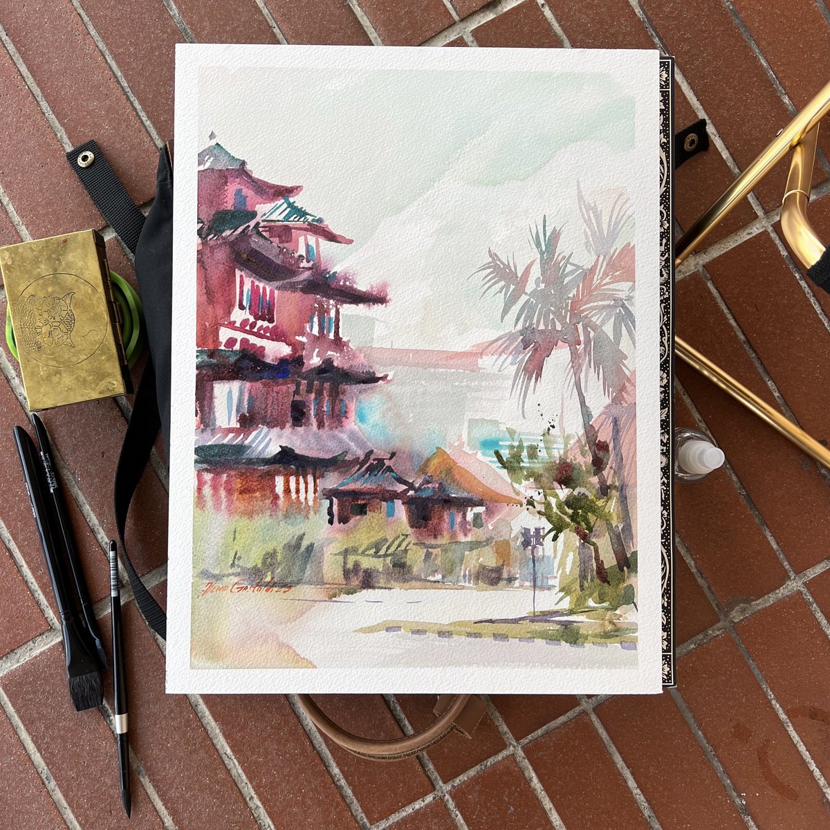 MySquiggles's tweet photo. Morning #directwatercolor painting of Buddha Touth Relic temple in Chinatown Singapore. The painting is already adopted and will be living in Milan 😊

#alenagastaldi #watercolor #artcollector #artforsale https://t.co/QyxLB1xYvQ