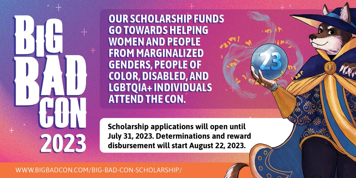 Our #BigBadCon2023 scholarship has received an unprecedented number of applications this year, from folks ALL over the world. 

We’re excited to bring as many people as possible to the con and we need your help to make that a reality! 

1/3
