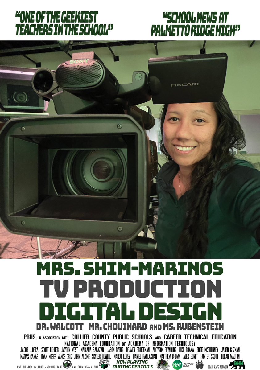 PRHS_Tech's tweet image. Made this poster as an advertisement for my class. What better way to show that I teach Photoshop and TV production/videography like a photoshopped poster.