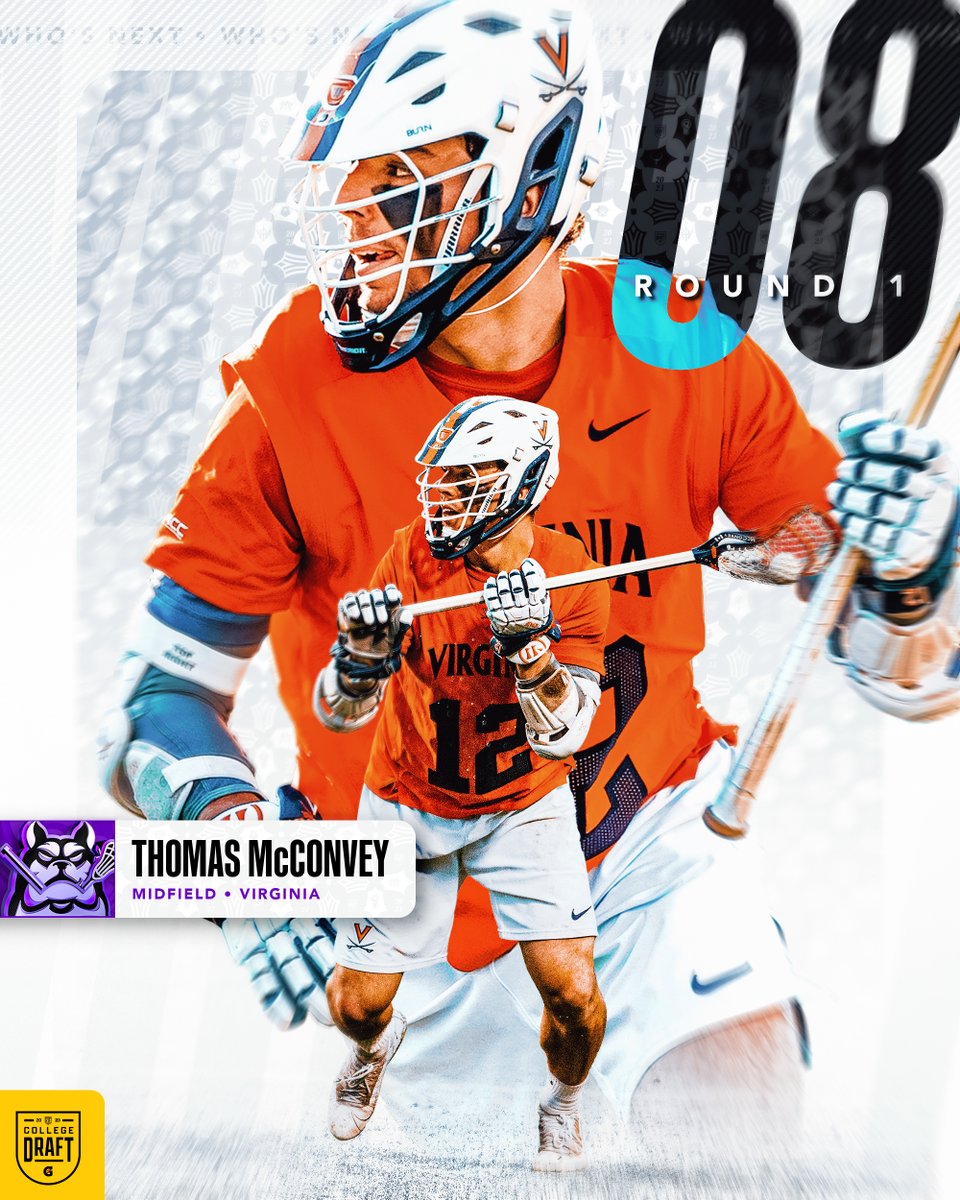 With the 8th Pick in the 2023 PLL College Draft, <a href="/PLLWaterdogs/">Philadelphia Waterdogs</a> select Thomas McConvey, midfield from Virginia.