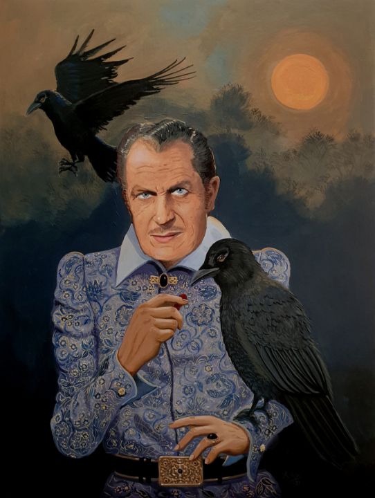 AnthonyMWynne's tweet photo. Art of the Day: "Vincent Prince with Ravens (2021)". Buy at: https://t.co/3DRNSiXGb6 https://t.co/JIzScuSkc2