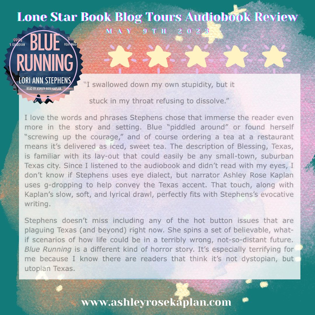 AshleyRoseKap's tweet photo. Thank you @kristinethall for your lovely words & to @lorifromtexas for such a powerful story of sisterhood and Texas dystopia.
#audiobookreviewsofinstagram #audiobooktok #bluerunning #audibooknarrator https://t.co/CUQk7hJsZs