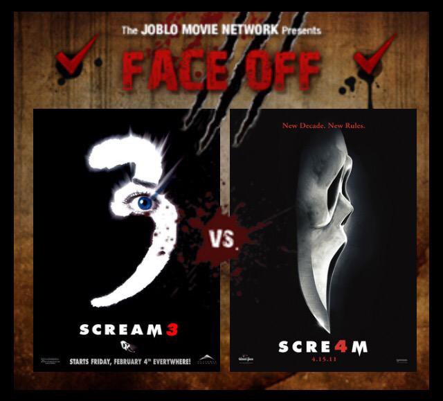slashersxo's tweet photo. Which movie is the SCARIER sequel?
#ScreamMovies #Scr3am #Scre4m
#Scream3 #Scream4 #Scream https://t.co/ttd33y2A6G