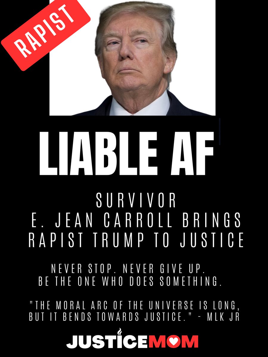 RealKellyJones's tweet photo. When criminal justice failed her, E. Jean Carroll never quit.
It took her 22 years but #shegotjustice.
Never give up. Stand up for #truth & #justice.
Be the one who makes it matter.
#MeToo (yes.)
#TrumpIsGuiltyAF
#BelieveSurvivors
#JusticeMom
#TrumpisLiable https://t.co/kq4kNQdgty