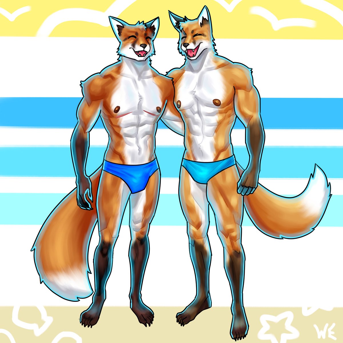 theweaseleasel's tweet photo. fox boyfriends at the beach ☀️🏖️ https://t.co/zWePGDNt12