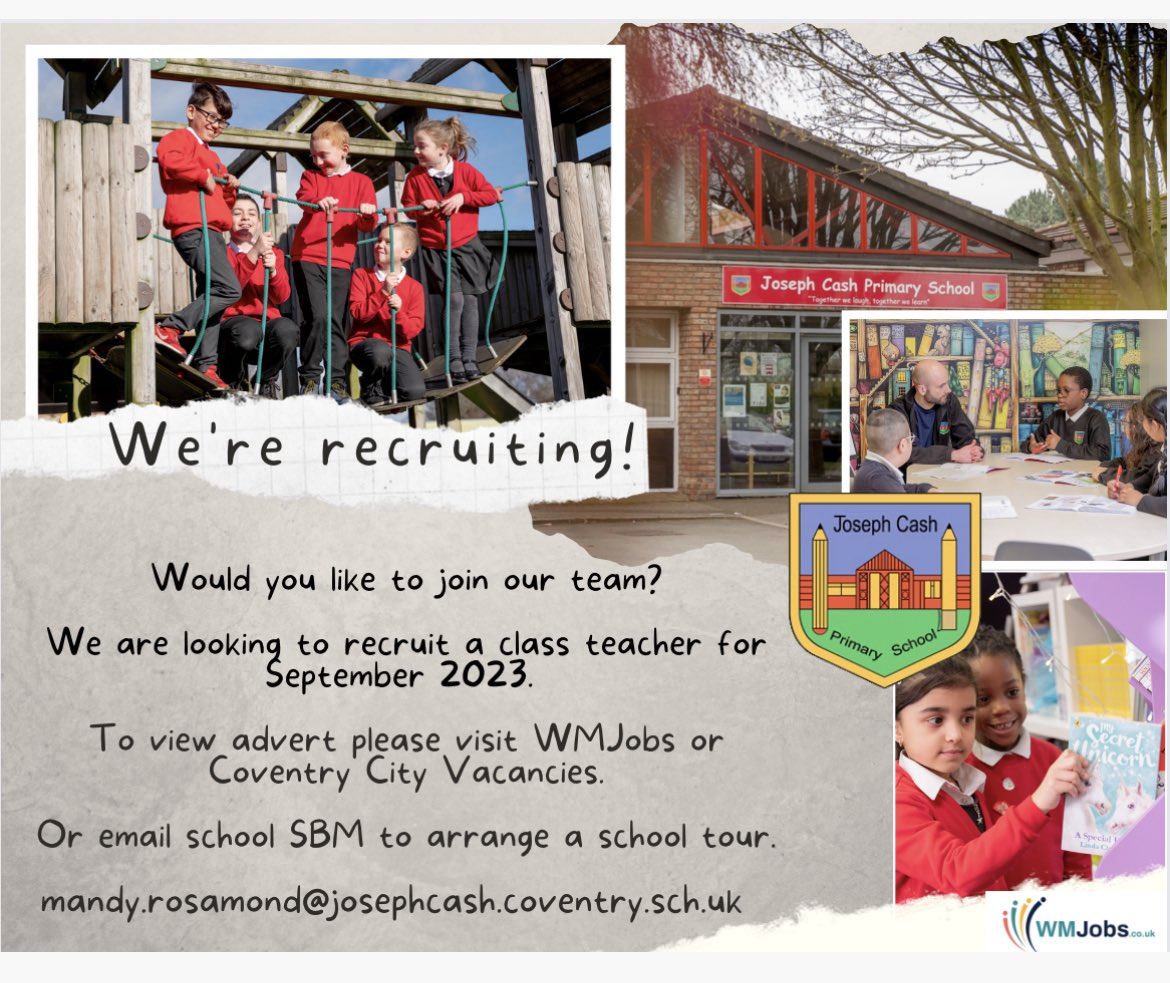 cashprimary's tweet photo. https://t.co/rGyvX0oUXz

#teacher #recruitment #coventry #primary #westmidlands #theJCway https://t.co/7530VdgpJl