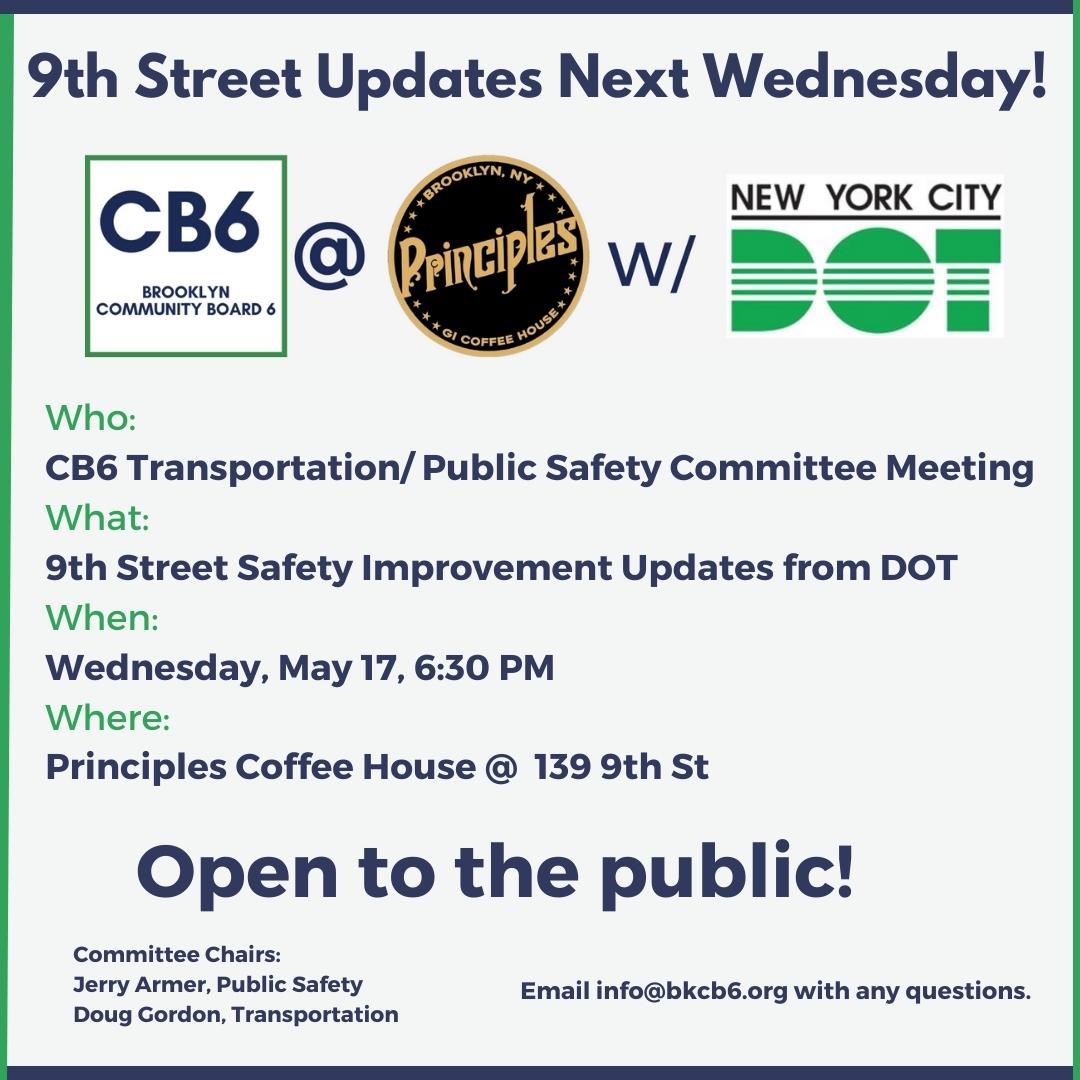 KathyParkPrice's tweet photo. Changes coming to 9th St. in Gowanus. Join the meeting to ensure safety is prioritized in @NYC_DOT redesign. @CMShahanaHanif called for radical transformation + connection to a network. #fix9thst
📆 Weds, May 17, 6:30 pm
📍 139 9th St. at 2nd Ave.
💾 https://t.co/rHtYFlTLCs https://t.co/baJcBkYbTU