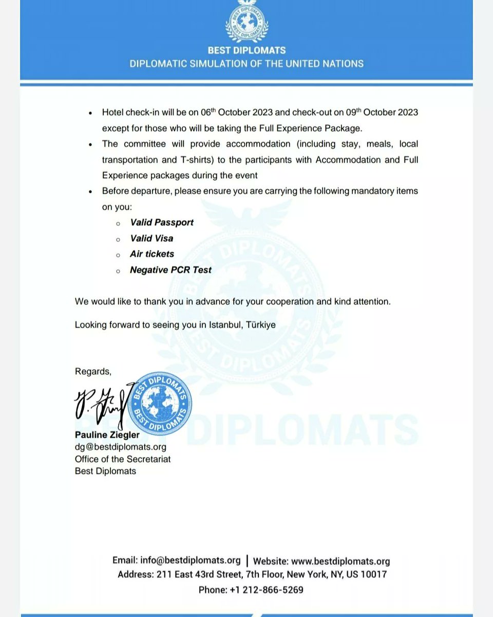 RAVISHARAN KUSHWAHA (@ravisharanku) on Twitter photo I got Approval for BEST DIPLOMATS
#BestDiplomats
#Istanbul_TรผrkiyeBest diplomats ๐๐โค๏ธโค๏ธ๐๐น๐๐
Nominated for "Best๐ Diplomats United Nations Simulation Conference๐๐ณ๐ช Crafting Future Leaders" to be held in New York Turkey,the dream country.๐น๐ท๐น๐ท#turkey #india #newyork I got Approval for BEST DIPLOMATS
#BestDiplomats
#Istanbul_TรผrkiyeBest diplomats ๐๐โค๏ธโค๏ธ๐๐น๐๐
Nominated for "Best๐ Diplomats United Nations Simulation Conference๐๐ณ๐ช Crafting Future Leaders" to be held in New York Turkey,the dream country.๐น๐ท๐น๐ท#turkey #india #newyork