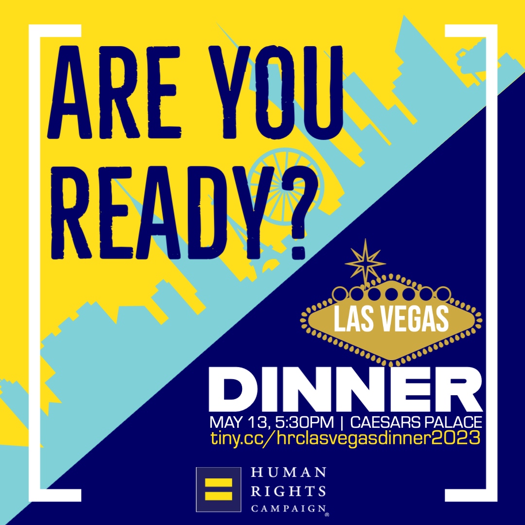 HRCLasVegas's tweet photo. Are you ready? We are 4 days away from the 2023 @HRCLasVegas Fundraising Dinner. Join us on Saturday, May 13 at Caesars Palace as we raise funds in our fight for equality and LGBTQ+ liberation. https://t.co/A4DFSlOJG2.
#LGBTQIA #LGBTQ #LGBT #HRC #HRCDinner #Pride #Equality https://t.co/eKVO5ySqAe