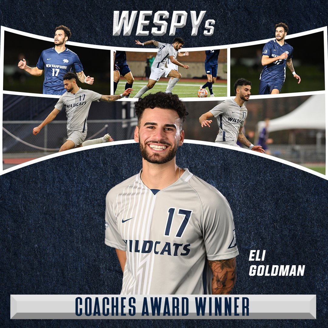 UNHWildcats's tweet photo. Congrats to Eli Goldman of @UNHMSoccer for taking home the Coaches Award!

Watch ➡️https://t.co/ZDuXKLrD4w

#WESPYs #BeTheRoar https://t.co/6tewcjtXGM