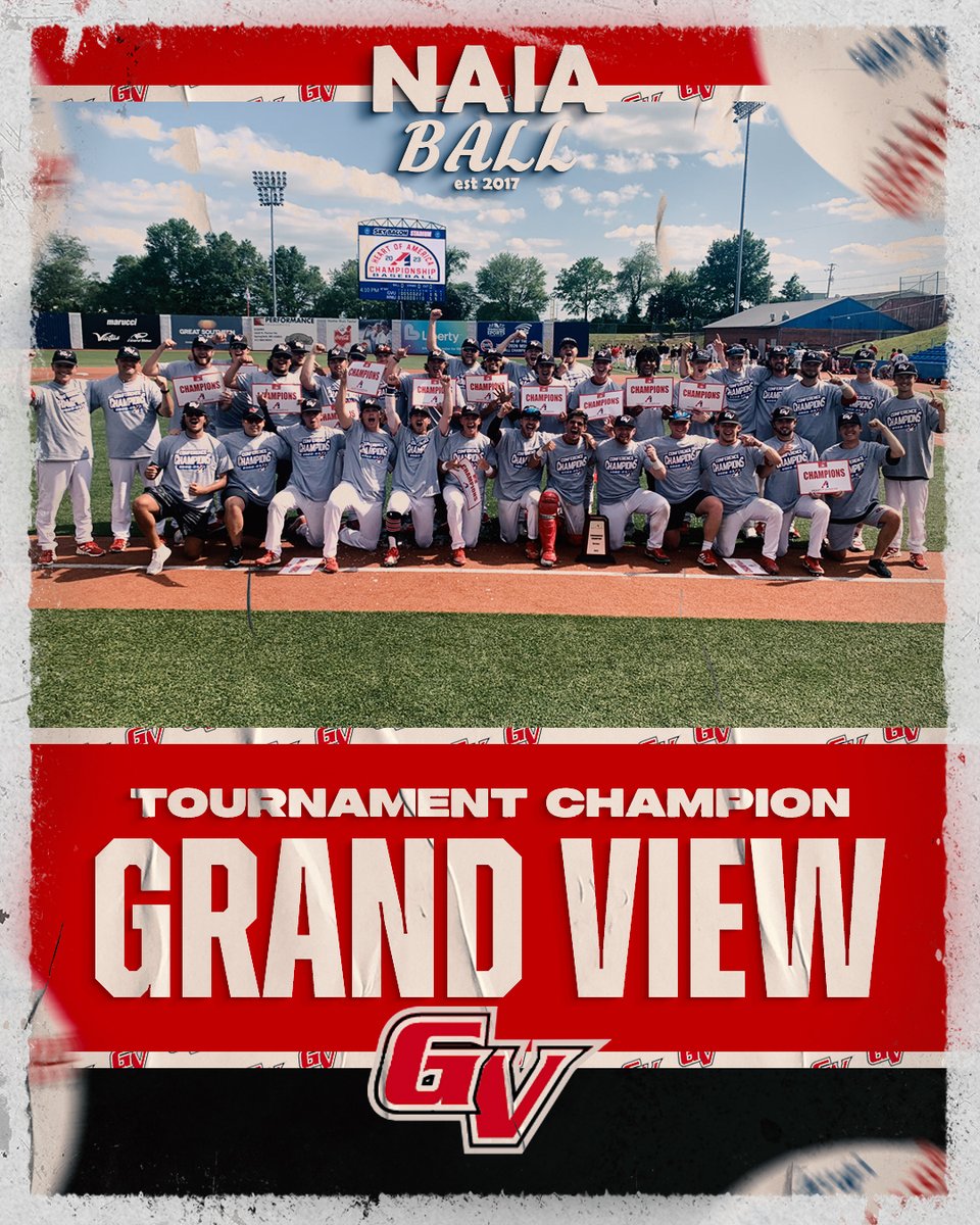 🚨 Grandview (34-11) claim their first ever Heart of America Conference Tournament Championship after defeating MidAmerica Nazarene 11-4. The Vikings are headed to the national tournament! #NAIABall <a href="/GVBaseball_/">Grand View Baseball</a> <a href="/VikingAthletics/">Viking Athletics</a> <a href="/HeartSportsNews/">Heart of America Athletic Conference</a>