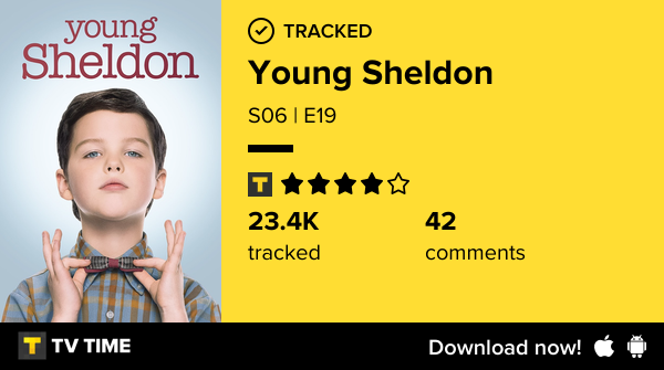 DrimSK's tweet photo. I've just watched episode S06 | E19 of Young Sheldon! https://t.co/Hw45x6amcv #tvtime https://t.co/leRME9Gy02