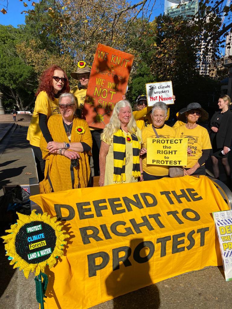 knitnannasSYD's tweet photo. Big Nanna gathering at Syd Supreme Ct for our challenge via @EDOLawyers to protest laws. https://t.co/Bebjm08bSh
