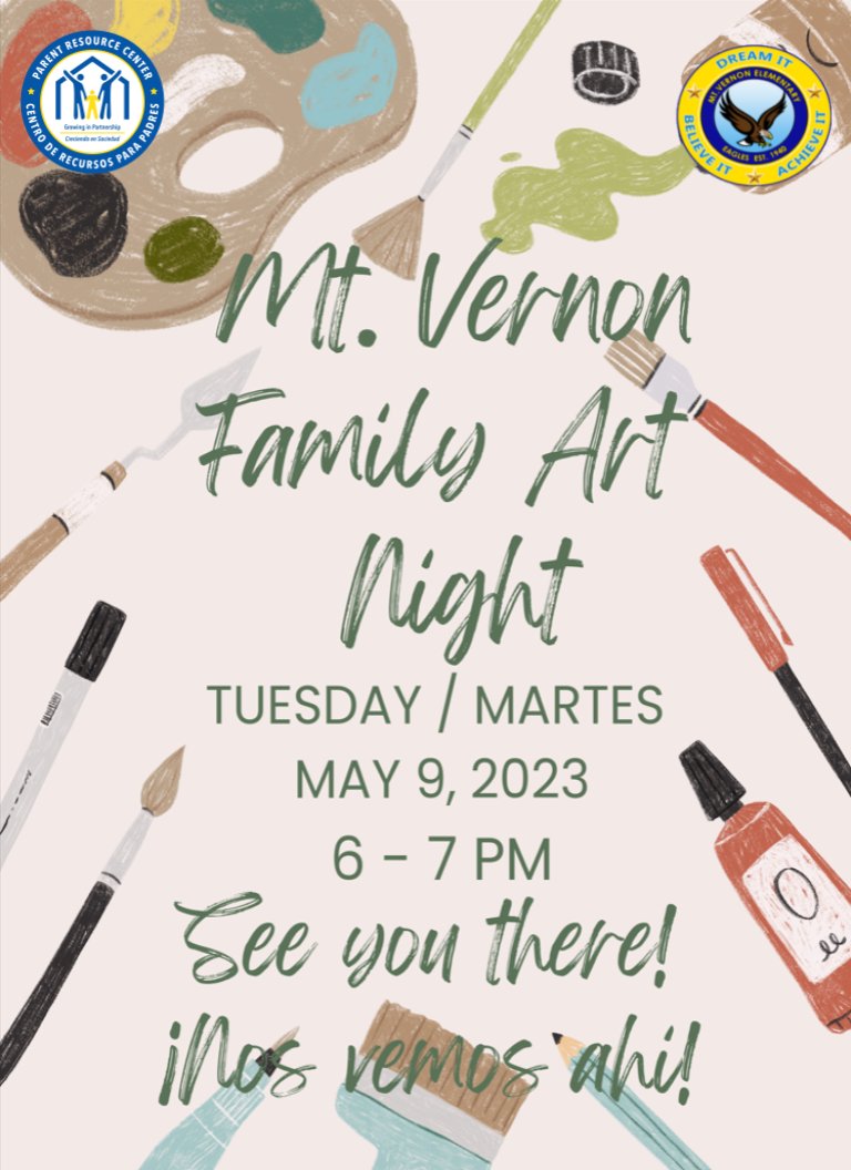 It's tonight / Es hoy
Tuesday / martes 
5-9-23 6PM - 7PM in the cafeteria