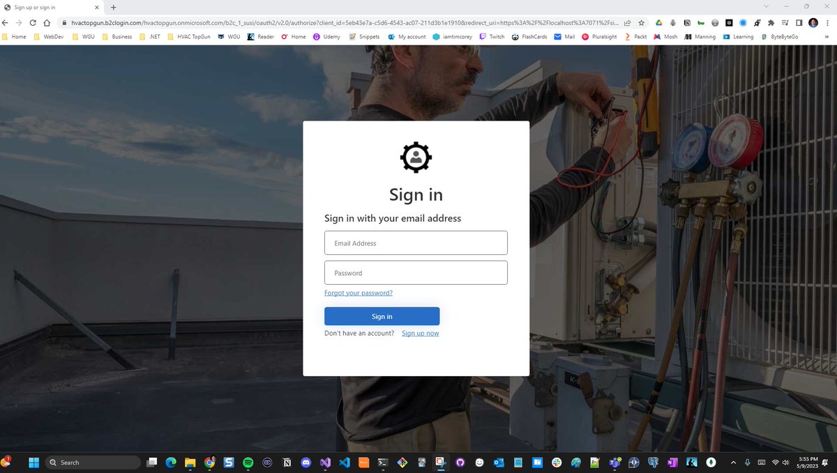 HVACTopGun's tweet photo. I got authentication set up with Azure B2C. They have a good deal.. 50,000 accounts for free and it has good security.

I still have the front end, but this is good for now.

#dotnet #buildinginpublic #learningeveryday #showyourwork #Azure https://t.co/IdSMHjiCFN
