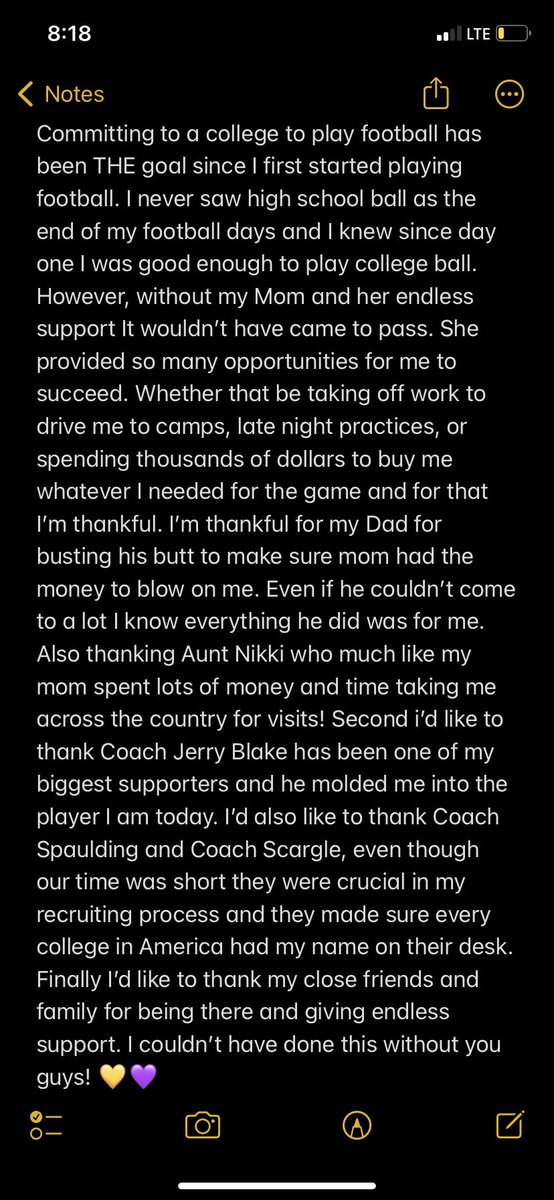 After careful consideration I would like to announce that I an 100% committed to <a href="/FB_KnoxCollege/">Knox College Football</a>! <a href="/CoachWillits/">Aaron Willits</a> <a href="/CoachDomParello/">Dom Parello ‘19</a> <a href="/CoachScargle/">John Scargle</a> <a href="/CoachBSpaulding/">Brice Spaulding</a>  💛💜